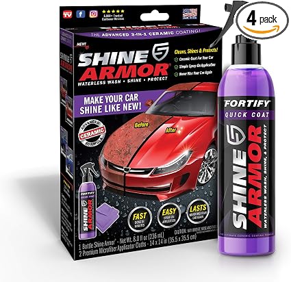 SHINE ARMOR Fortify Quick Coat High Performance Ceramic Coating, Car Wax Spray, Hydrophobic Top Coat Polish and Polymer 