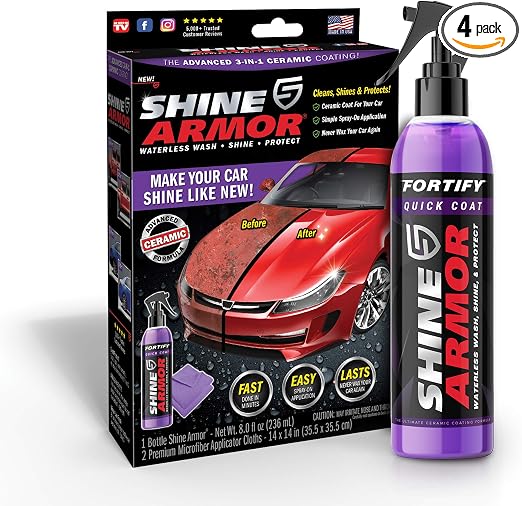 SHINE ARMOR Fortify Quick Coat High Performance Ceramic Coating, Car Wax Spray, Hydrophobic Top Coat Polish and Polymer 