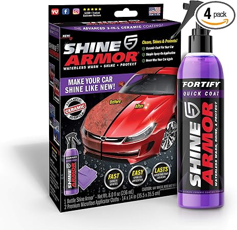 SHINE ARMOR Fortify Quick Coat High Performance Ceramic Coating, Car Wax Spray, Hydrophobic Top Coat Polish and Polymer 