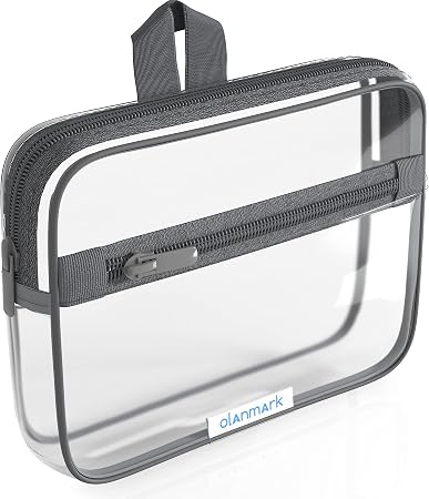 Olanmark TSA Approved Toiletry Bag with Pocket - 311 Small Quart Size Cosmetic Case for Airport Liquids - Clear Makeup P