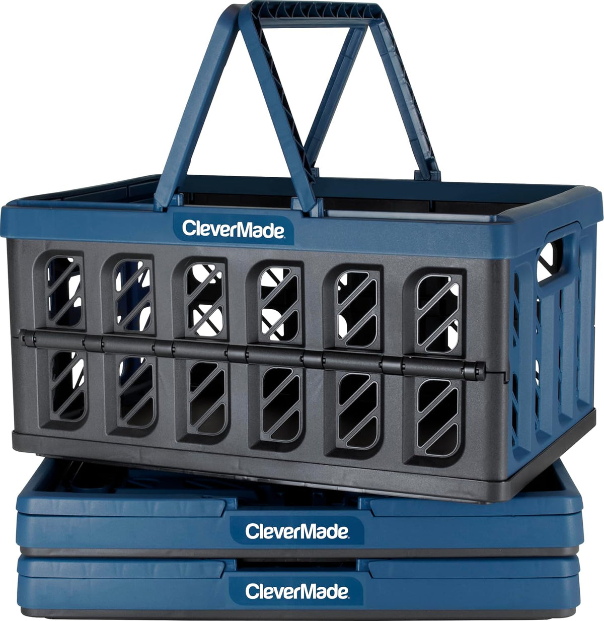 Collapsible Shopping Baskets With Handles, 24L 3 Pack, Ocean