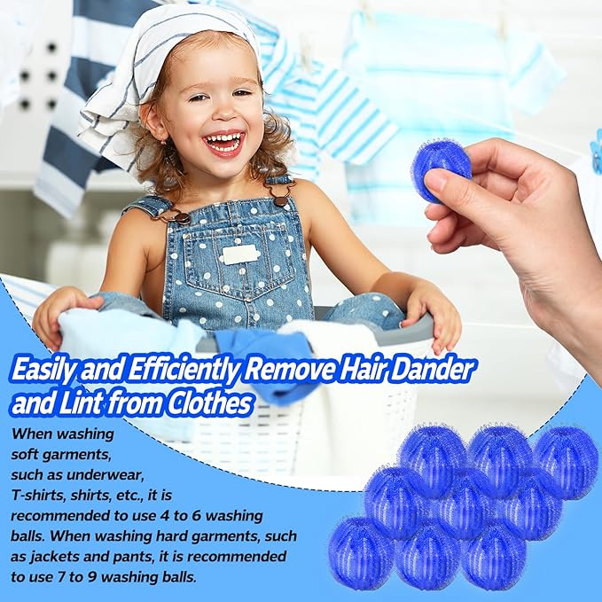 Pet Hair Remover for Laundry, Reusable Dog & Cat Hair Remover Tool, Effectively Removes Pet Hair, Lint and Dander from Bedding and Clothing, Suitable for Washing Machines, Dryers -12PCS