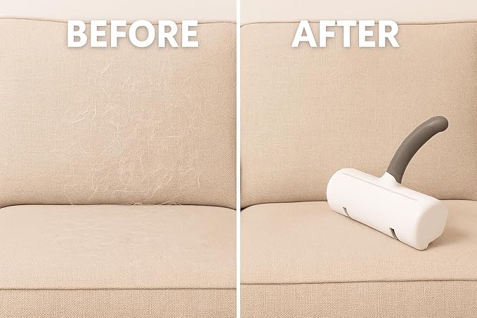 Reusable Pet Hair Remover for Dogs & Cats – Manual Fur Cleaner Roller, No Batteries Needed, Reusable Lint Brush for Couch, Carpet, Bedding & Car