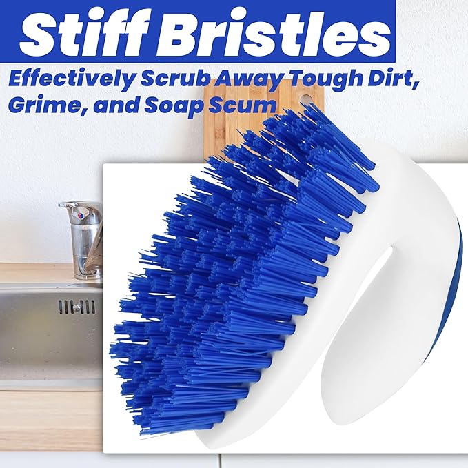 2 Pack Scrub Brushes, Cleaning Brush with Stiff Bristles, Handheld Scrubber for Bathroom, Shower, Tile, Carpet, Bathtub & Floor
