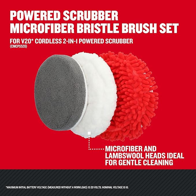 CRAFTSMAN Power Scrubber Microfiber Brush Set for V20 Cordless 2-in-1 Power Scrubber (CMCPSMFB)