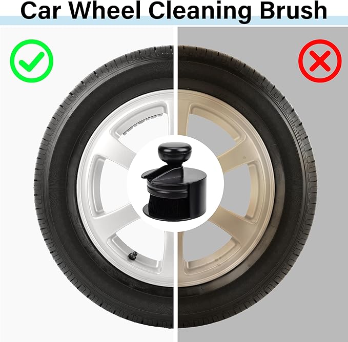 Tire Shine Applicator Brush, Tire Shine Brushes, Tire Dressing Brush Applicator with Seal Cover, Tire Brush for Car Detailing, Tire Gel Applicator, High Density Detail Factory Tire Brush (Red)