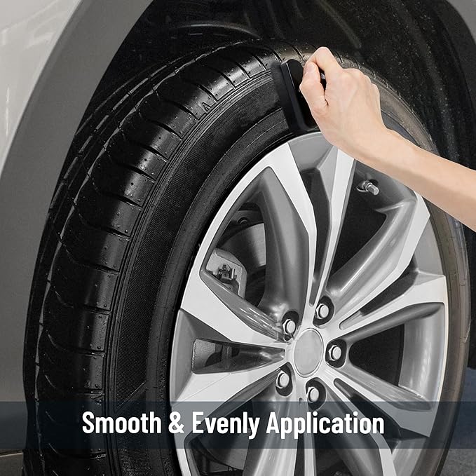 2pcs Large Car Tire Shine Applicator,Vegan Tire Shine Brush - Automotive Tire Dressing Applicator Brush with Storage Stand for Tire Detailing & Car Wash Kit, 3.6 Inch Length (Black)