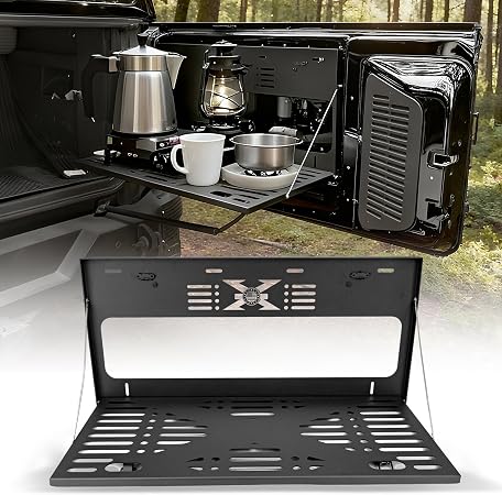 X-Style Tailgate Table for Ford Bronco 2/4 Door 2021-2025, US Flag No-Drill Drop Down Rear Cargo Shelf, Rattle-Free Tact