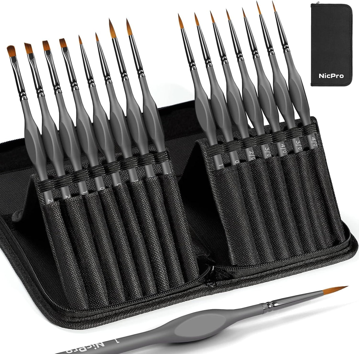 15 PCS Fine Detail Paint Brushes Set with Nylon Brush Case