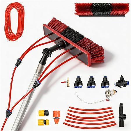 19.7Feet Reach Solar Panel Cleaning Brush & Pole Water Fed Pole Kit,Suitable for high Windows Cleaning, Solar photovolta
