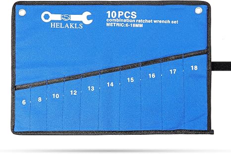10 Pockets Metric Wrench Tool Roll Up Pouch Utility Heavy Duty Canvas Tool Organizers Bag Blue