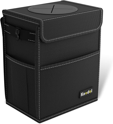 K KNODEL 2 Gallon Black Leak-Proof Waterproof Car Trash Can with Lid