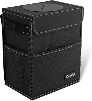 K KNODEL 2 Gallon Black Leak-Proof Waterproof Car Trash Can with Lid