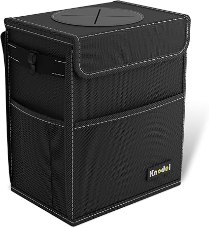 K KNODEL 2 Gallon Black Leak-Proof Waterproof Car Trash Can with Lid