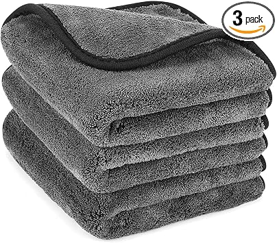 GTF Microfiber Car Cleaning Cloths, Upgraded 1200gsm Ultra-Thick Cars Drying Towel Microfiber Cloth for Car and Home Pol