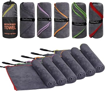 Dofilachy 6 Pack Camping Towel - Camping Towels Quick Dry Towel Microfiber Travel Sports Towel for Camp Bath Beach Swim,