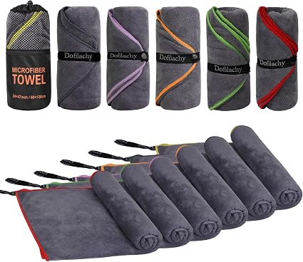 Dofilachy 6 Pack Camping Towel - Camping Towels Quick Dry Towel Microfiber Travel Sports Towel for Camp Bath Beach Swim,