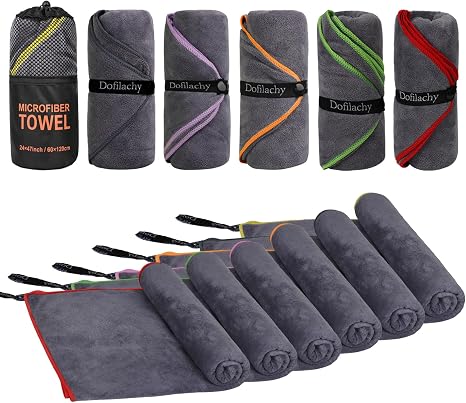 Dofilachy 6 Pack Camping Towel - Camping Towels Quick Dry Towel Microfiber Travel Sports Towel for Camp Bath Beach Swim,