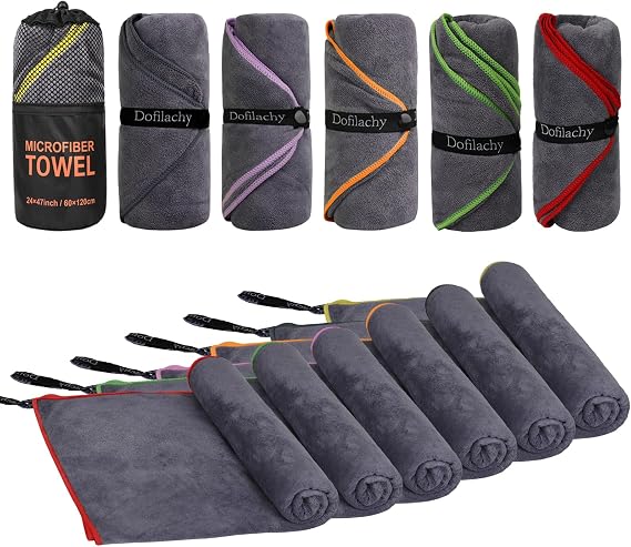 Dofilachy 6 Pack Camping Towel - Camping Towels Quick Dry Towel Microfiber Travel Sports Towel for Camp Bath Beach Swim,