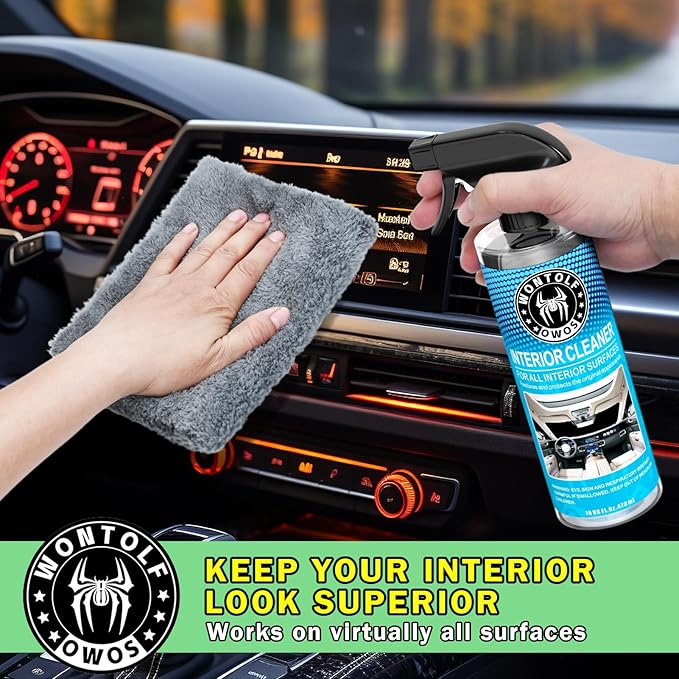 Wontolf CWK188 Car Wash Kit with Foam Gun, Car Wash Soap, Interior Detailer Cleaner, Wheel Cleaner, Car Care Cleaning Detailing Kit for Cars Trucks RVs SUVs Motorcycles (Works w/Garden Hose), 10 Items