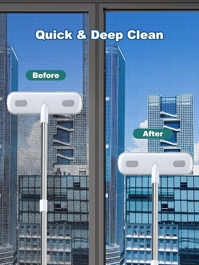 IMHO Cleaning Brush for Window Screen, Screen Cleaner Tool, 2 in 1 Mesh Screen Cleaning Brush, Small Brush for Patio, Door, Porch Screens, White &Grey Brush Cleaners for Screen