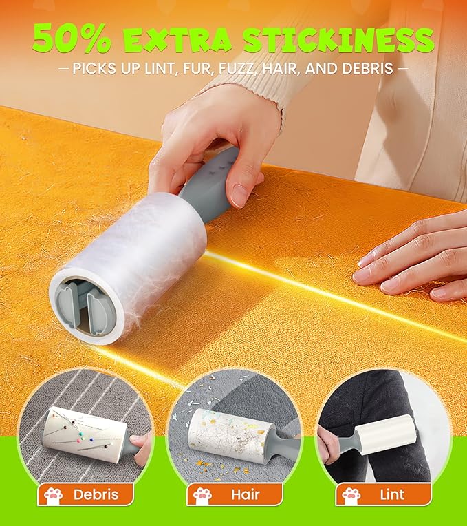 Lint Rollers for Pet Hair Extra Sticky, 500 Sheets Mega Value Set Roller with 2 Upgraded Handles, 5 Portable Lint Roller for Clothes, Furniture, Carpet, Dog & Cat Hair Remover