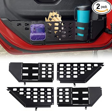 Front Door Storage Pockets with Cup Holders for 2018-2026 Jeep Wrangler