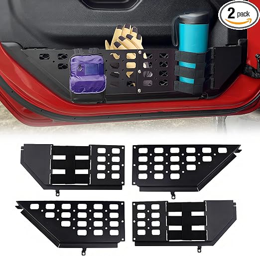 Front Door Storage Pockets with Cup Holders for 2018-2026 Jeep Wrangler