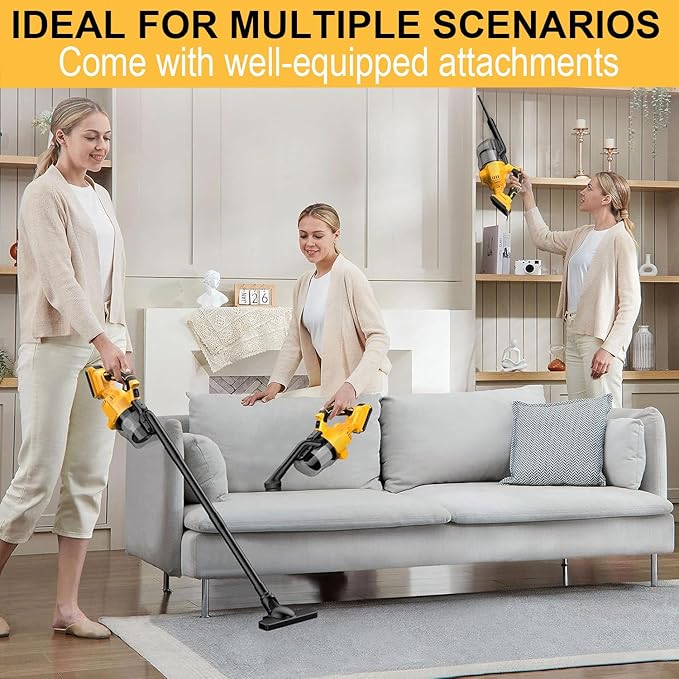 Cordless Vacuum for Dewalt 20V Battery,Handheld Vacuum Cleaner Stick Vacuum Shop Vac for Home Car Hardwood Floor Carpet with Washable HEPA Filter (No Battery)
