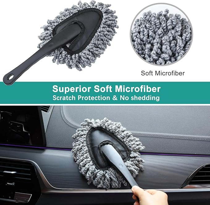 2 Pcs Super Soft Microfiber Duster Brush, Car Dash Cleaner, Cleaning Brush, Dusting Tool, Cleaning Tools for Car Cleaning, Home Kitchen, Computer
