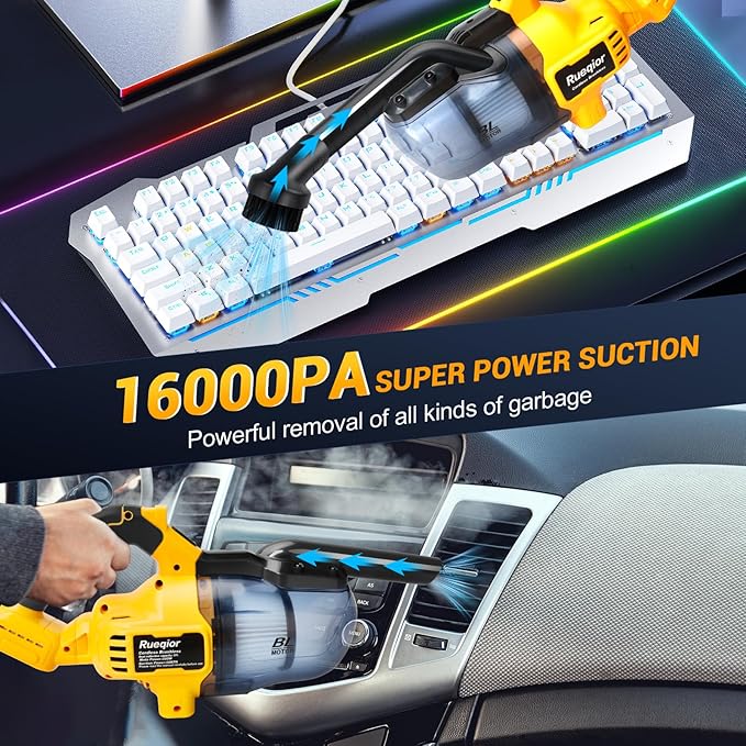 Cordless Vacuum Compatible with DeWalt 20V Battery, 5 in 1 Brushless Vacuum Cleaner with 50KPA 500W Powerful Motor, 50 CFM Portable Hand Vacuum for Home Wood Floor, Car (Battery Not Included)