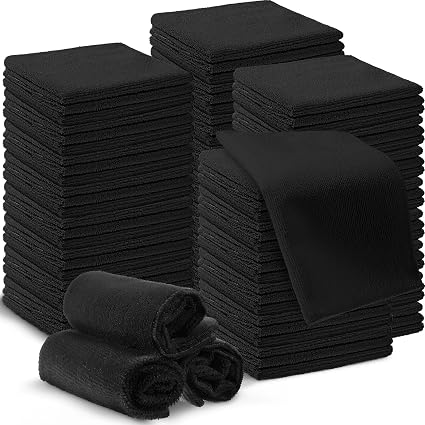 Macarrie 200 Microfiber Cleaning Cloths, 12 x 12 in, 200 GSM, Black