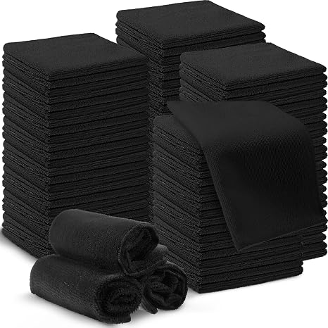 Macarrie 200 Microfiber Cleaning Cloths, 12 x 12 in, 200 GSM, Black