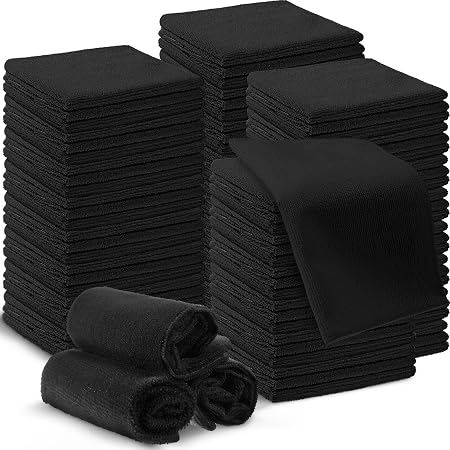 Macarrie 200 Microfiber Cleaning Cloths, 12 x 12 in, 200 GSM, Black