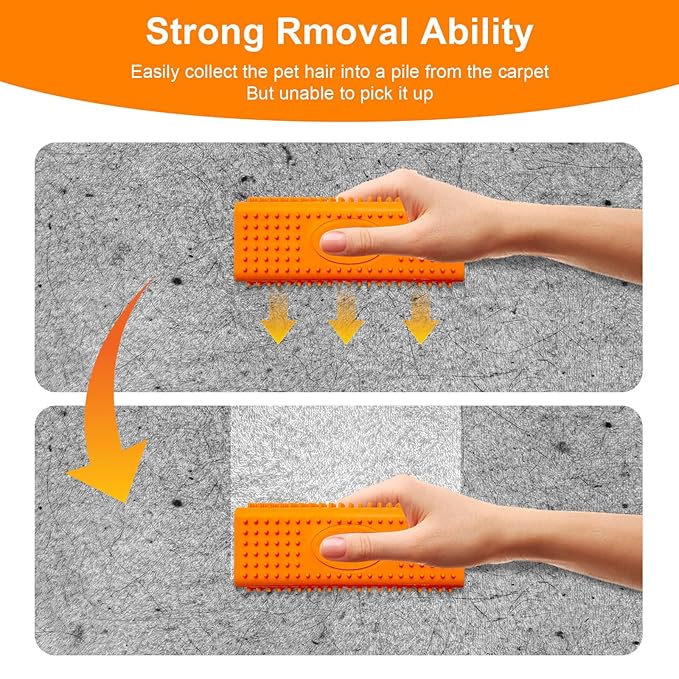 2pcs Pet Hair Remover, Dog Cat Block Roller Cleaner, Car Carpet Cleaner Brush for Small Animals, Pet Hair Removal Tool for Interior, Furniture, Sofa, Car Seat (Orange+Green)