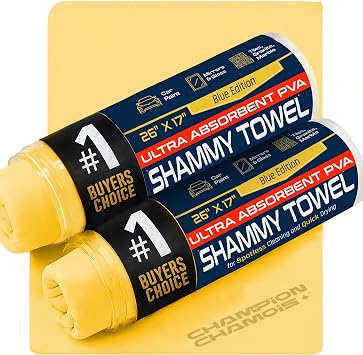 Champion Chamois Car Shammy Towel - Super Absorbent - 2 Pack - Original