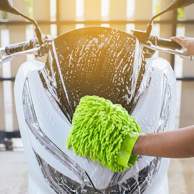 Potchen 6 Pcs Microfiber Dusting Mitt Gloves for Plants Washable Dusting Gloves for House Cleaning Furniture Car Washing