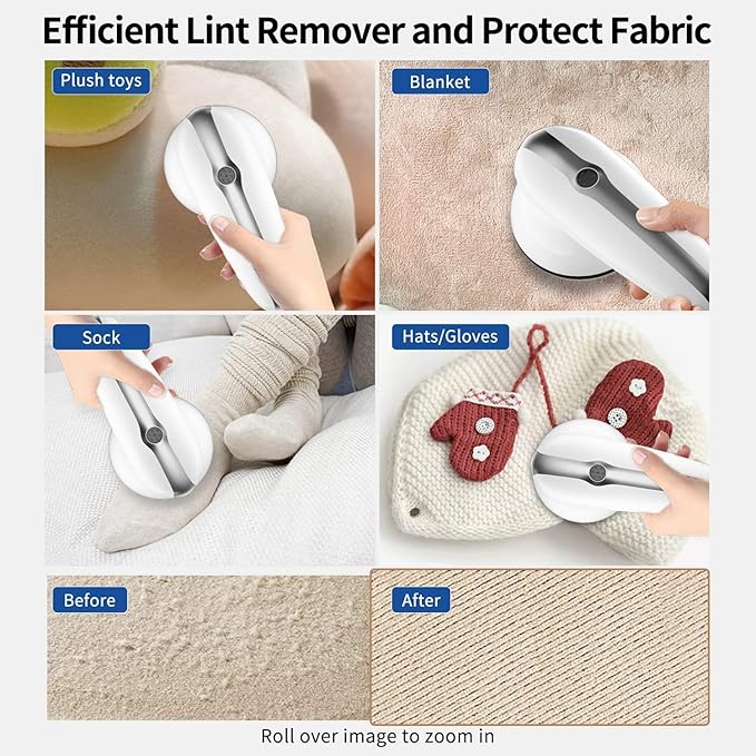 Sweater Fabric Shaver, ailyfu Rechargeable Electric Lint Remover with 6-Leaf Blades and Replaceable Stainless Steel Blade for Clothes, Sweater, Couch, Blanket, Curtain, Socks, Wool, Cashmere(Silver) …