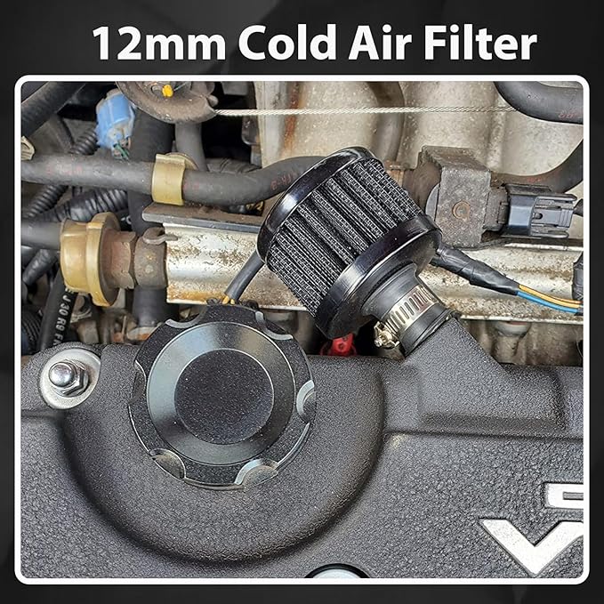 18mm Cold Air Intake Filter, Automotive Cold Air Breather Filter with Adjustable Clamp, Car Valve CoverTurbo Vent Cleaner Accessory, Fits for Car Motorcycle (Purple)