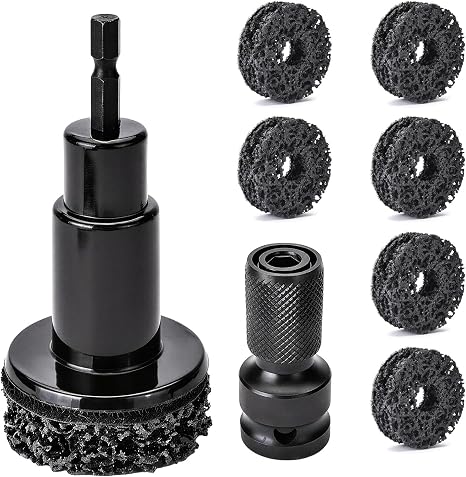 Wheel Hub Cleaning Tool, Wheel Stud and Hub Cleaner, Quick Rust Removal on Lug Studs and Brake Rotors, Includes 7 Cleani