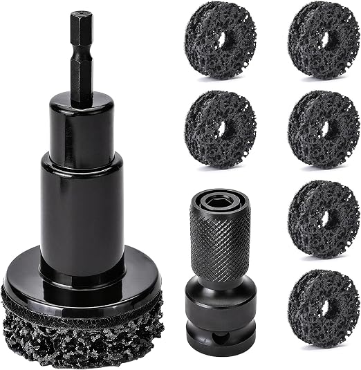 Wheel Hub Cleaning Tool, Wheel Stud and Hub Cleaner, Quick Rust Removal on Lug Studs and Brake Rotors, Includes 7 Cleani