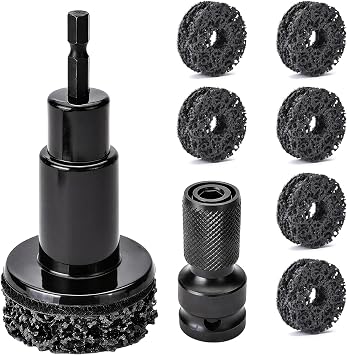 Wheel Hub Cleaning Tool, Wheel Stud and Hub Cleaner, Quick Rust Removal on Lug Studs and Brake Rotors, Includes 7 Cleani