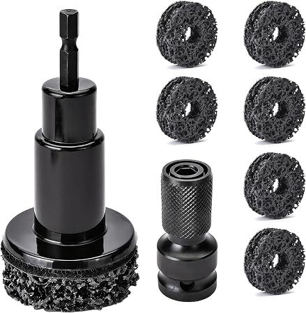 Wheel Hub Cleaning Tool, Wheel Stud and Hub Cleaner, Quick Rust Removal on Lug Studs and Brake Rotors, Includes 7 Cleani