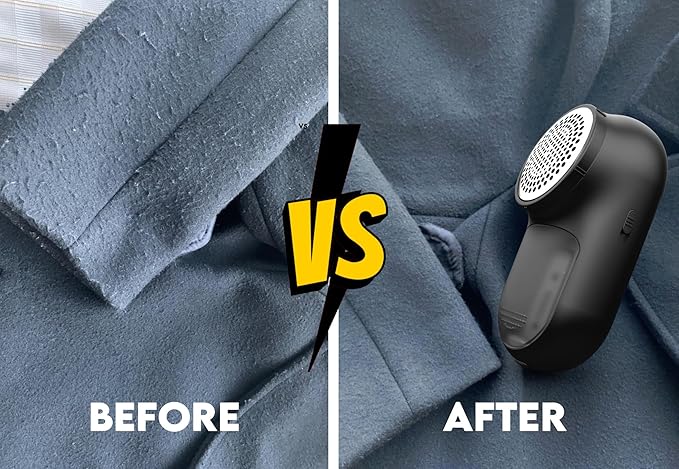 Rechargeable Fabric Shaver, Lemontec Battery-Operated Lint Remover & Sweater Defuzzer for Clothes and Furniture – Eliminates Pills, Fuzz, and Lints (Black)