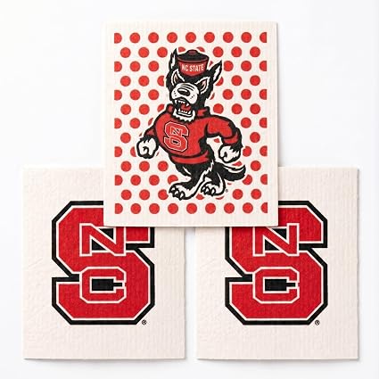 Wet-It! North Carolina State University Swedish Dishcloths (3-Pack) for Kitchen, Workshop, Garage, Washing Cars | Reusab