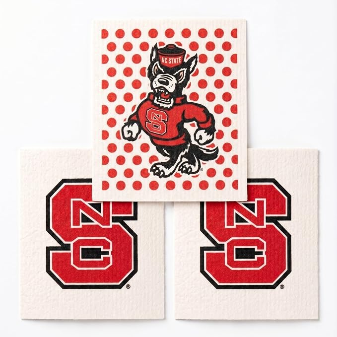 Wet-It! North Carolina State University Swedish Dishcloths (3-Pack) for Kitchen, Workshop, Garage, Washing Cars | Reusab