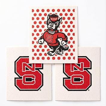 Wet-It! North Carolina State University Swedish Dishcloths (3-Pack) for Kitchen, Workshop, Garage, Washing Cars | Reusab