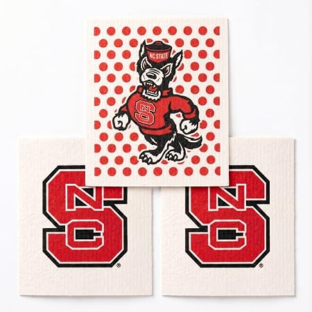 Wet-It! North Carolina State University Swedish Dishcloths (3-Pack) for Kitchen, Workshop, Garage, Washing Cars | Reusab