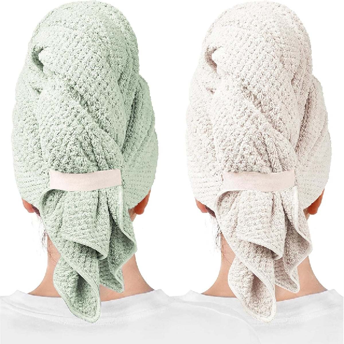 2-Pack Large Microfiber Hair Towel Wraps for Women, 27 × 39 in