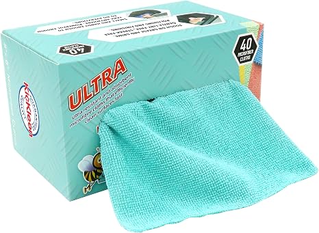 Microfiber Cleaning Cloth, Lint-Free Shop Towels Reusable, Bulk Rags in a Box for Home, Kitchen and Car, 8 Inch x 8 Inch